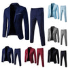 1 Set Trendy Men Suit Anti Deformation Formal Suit Turndown Collar Pure Color One Button Suit Set  Daily Wear