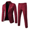 1 Set Trendy Men Suit Anti Deformation Formal Suit Turndown Collar Pure Color One Button Suit Set  Daily Wear