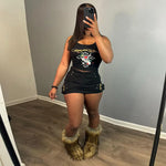 BKQU Black Low Waist Mini Skirts Women 2024 Fashion Cross Belt Hip Skirt Aesthetic Fairy Streetwear Vintage Khaki A-line Skirt