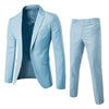1 Set Trendy Men Suit Anti Deformation Formal Suit Turndown Collar Pure Color One Button Suit Set  Daily Wear