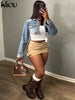 kliou Cross buckle Hip Skirts Women Casual High Waist Skinny Solid All-matched Mini Bottoms Concise Girls Trend Basic Streetwear