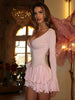 Sexy Flare Sleeve Single Breasted Layered Women's Short  Dress Solid V-neck Slim Mini Dresses 2025 Summer Ladies Chic Clothing