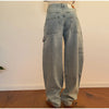 Chic Rhinestone Women's Jeans Y2k Street Oversize Loose Shining Female Wide Leg Pants 2025 Spring Summer Lady Denim Trousers
