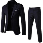 1 Set Trendy Men Suit Anti Deformation Formal Suit Turndown Collar Pure Color One Button Suit Set  Daily Wear