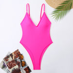 New Sexy One Piece Swimsuit Women Summer Holiday Swimwear Thong Monokini Bathing Suit 2024 Mujer Micro Bikini Solid Neon Yellow