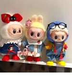 Denim overalls labubu pendant dolls Original Design 17cm Mini Doll'S designer Clothes Outfit Accessories  V1 V2 luxury