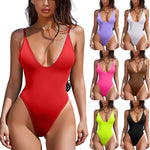New Sexy One Piece Swimsuit Women Summer Holiday Swimwear Thong Monokini Bathing Suit 2024 Mujer Micro Bikini Solid Neon Yellow