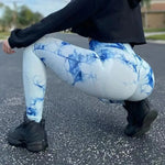 Women Gym Tie Dye Leggings Butt Lifting Fitness Yoga Athletic Scrunch Pants Elastic Workout Training Sports Tights