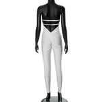 CUTENOVA 2024 Autumn And Winter New Women'S Solid Color Strapless Slim Sexy Big Backless Sleeveless Pencil Jumpsuit Elegant Lady