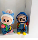 Denim overalls labubu pendant dolls Original Design 17cm Mini Doll'S designer Clothes Outfit Accessories  V1 V2 luxury