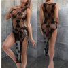 Sexy Women Fishnet Halter Backless Dress Low Cut Tight Pencil Cute Dress Plus Size Mini Dress Night Club Dance Dress Beatchwear