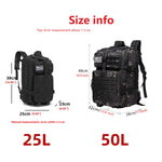 25L/50L Sturdy Nylon Waterproof Tactical Sports Trekking Fishing Hunting Camping Hiking Bag Backpack Outdoor Rucksacks