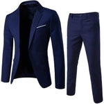 1 Set Trendy Men Suit Anti Deformation Formal Suit Turndown Collar Pure Color One Button Suit Set  Daily Wear