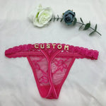 Custom Thongs with Name for Boyfriend Crystal Letter Body Jewelry Women Sexy Lace Bikini G-String Panties Valentine's Day Gift