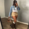BKQU Black Low Waist Mini Skirts Women 2024 Fashion Cross Belt Hip Skirt Aesthetic Fairy Streetwear Vintage Khaki A-line Skirt