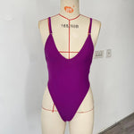 BEACHCICI Solid One-piece Swimsuit Women Deep V-neck Plain Swimsuits Monokinis 2025 New Summer Beach Swimwear Holiday Swimsuits