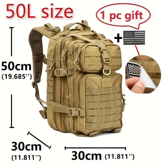 1pc Multifunctional Hiking Backpack with a Capacity of 11.89gal/ 13.21gal, Durable Nylon Storage Bag, Portable Waterproof Sports
