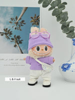 Customized Labubu Handmade Luxury set 17cm First and Second Generation Sets mini Backpack Cute Doll Shoes Brand Knitted Sweater