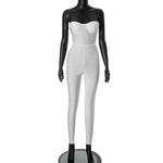 CUTENOVA 2024 Autumn And Winter New Women'S Solid Color Strapless Slim Sexy Big Backless Sleeveless Pencil Jumpsuit Elegant Lady