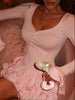 Sexy Flare Sleeve Single Breasted Layered Women's Short  Dress Solid V-neck Slim Mini Dresses 2025 Summer Ladies Chic Clothing