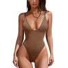 One Piece Swimsuit Deep V Neck Bodysuit Monokini Solid Color Suspender Bikini Women'S Swimsuit Bathing Beach Outfits Swim Wear