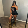 BKQU Black Low Waist Mini Skirts Women 2024 Fashion Cross Belt Hip Skirt Aesthetic Fairy Streetwear Vintage Khaki A-line Skirt