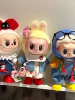 Denim overalls labubu pendant dolls Original Design 17cm Mini Doll'S designer Clothes Outfit Accessories  V1 V2 luxury