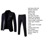 1 Set Trendy Men Suit Anti Deformation Formal Suit Turndown Collar Pure Color One Button Suit Set  Daily Wear