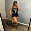 BKQU Black Low Waist Mini Skirts Women 2024 Fashion Cross Belt Hip Skirt Aesthetic Fairy Streetwear Vintage Khaki A-line Skirt