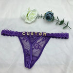 Custom Thongs with Name for Boyfriend Crystal Letter Body Jewelry Women Sexy Lace Bikini G-String Panties Valentine's Day Gift
