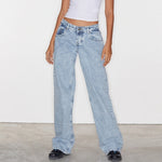 Women Y2K Wide Leg Denim Pants Baggy Low Waist Boyfriend Jeans Casual Vintage Loose Fit Jeans Trousers Cyber Grunge Streetwear