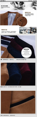 Brand Mens Corduroy Blazers Autumn Spring Fashion Male Slim Fat Casual Suit Jacket Men Blazer Masculino Clothing Vetement Homme