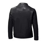 Autumn Mens Stand Collar Jacket Coat Black Leather Motorcycle Jacket Solid Color Zipper Streetwear Winter Warm Biker Jacket Men