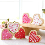 Valentines Day Decor Candy Heart Table Decorations Sign, 6 Pcs Valentines Day Wooden Tiered Tray Decor, Classic Valentines Day Decorations for the Home Table Decor Valentines Day Gifts