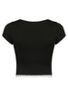 Lace Detail Sweetheart Neck Short Sleeve T-Shirt