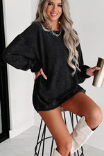 Gray Valentine Sequin XOXO Corded Crew Neck Sweatshirt