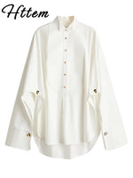 Elegant Hollow Out Single Breasted Shirts Women Loose Lapel Raglan Sleeve Long Blouse Female 2025 Spring Lady Commute Outwear