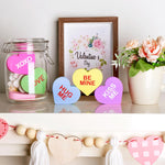 Valentines Day Decor Candy Heart Table Decorations Sign, 6 Pcs Valentines Day Wooden Tiered Tray Decor, Classic Valentines Day Decorations for the Home Table Decor Valentines Day Gifts