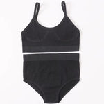 Women Seamless Bras Panties Set Sports Crop Top High Waist Briefs Sexy Lingerie Set Low Back Bralette Fitness Underwear Set