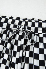 Beige Checkered Print Long Sleeve Top and Pants Lounge Set