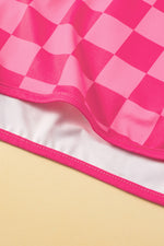 Black Checkered Drawstring Elastic Waist Casual Shorts