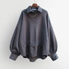 2024 Spring and Autumn New Combination Fake Two Piece Women'S Shirts Korean Loose Fashion Shirt Top