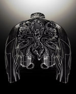 Y2K Jackets for Men Gothic Retro Black Leather Jacket Oversized Line Pattern Harajuku Punk Long Sleeve Zipper Jacket Clothing