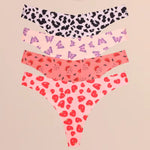 4Pcs Ultra Soft Underwear for Women Sexy Graphic Print Seamless Thongs Female Stretch Leopard G Strings Comfort Lingerie