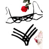 Bondage Harness Lingerie Set Womens Elastic Hollow Out Bra Sets Black Cupless Cage Bra Thong Sexy Intimates Exotic Underwear