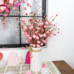 Valentine'S Day Gifts Valentines Day Decorations 24 Pack Pink Heart Shaped Berry Picks with Red Berries for Valentines Day Wedding Candlelight Dinner Anniversary