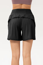 Pocketed Elastic Waist Active Shorts
