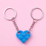 Brick Keychain for Couples Friendship 2Pcs Matching Heart Colorful Keyring Set for Girlfriend Boyfriend Valentine'S Day Gifts