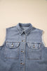 Beau Blue Denim Flap Pocket Curved Hem Shirt Vest