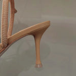 2025 Summer New Women'S Sandals Water Diamond Bright Mesh High Heels Footwear Elegant Slingback Pointed Slip on Party Lady Shoes